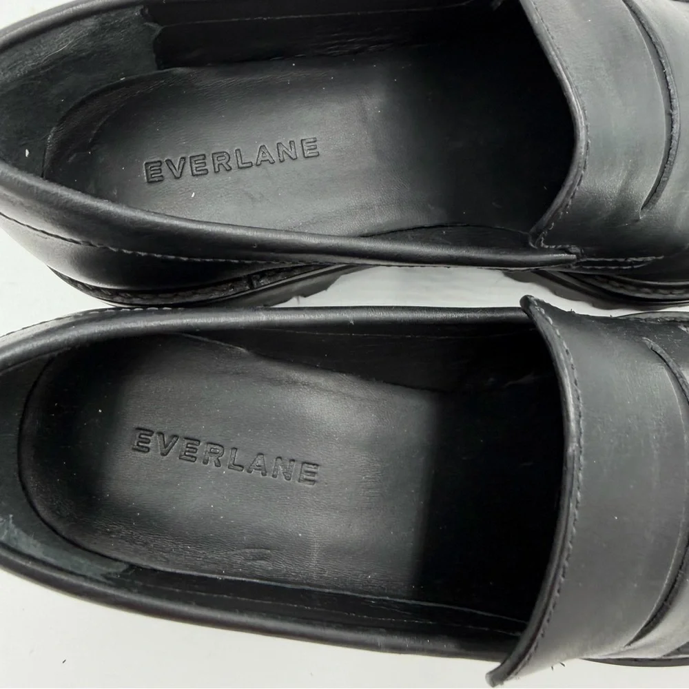 NEW Everlane Black Leather Chunky Lug Sole Loafer in Size 7.5